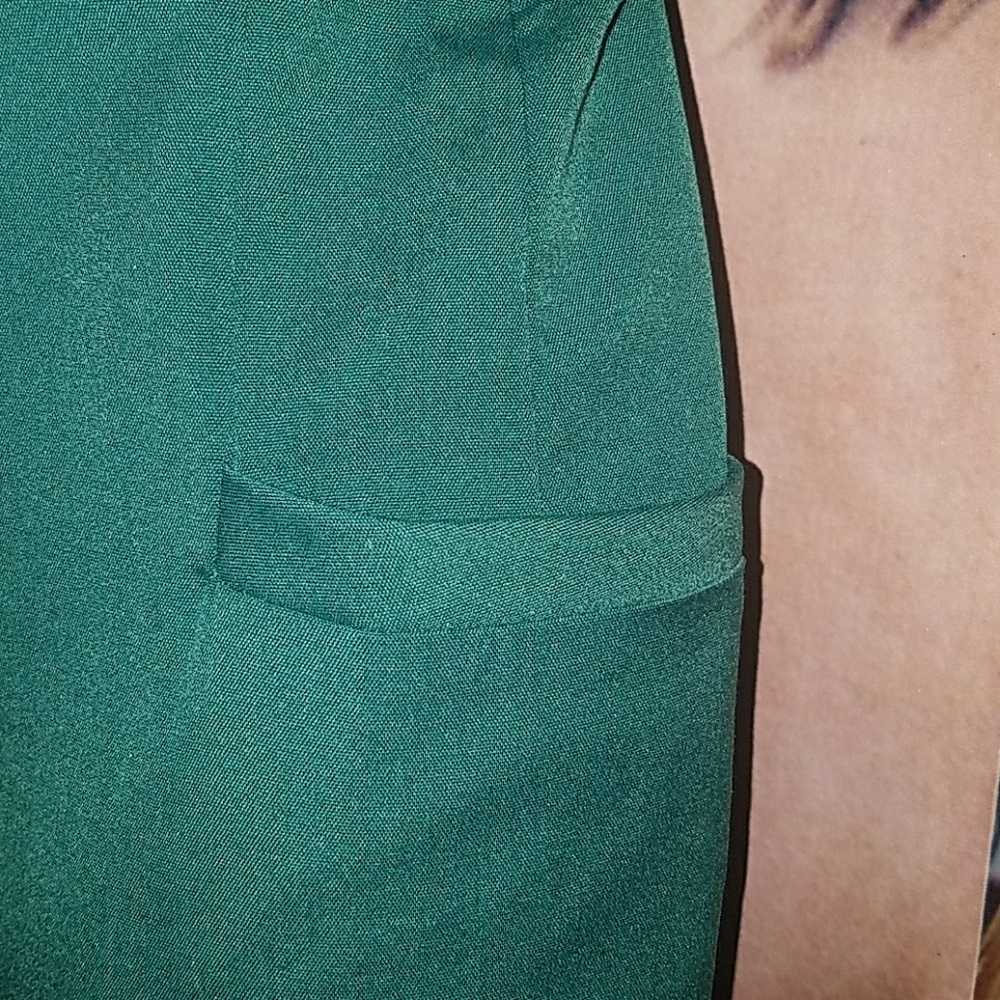 Tatyana Sierra Green 1950’s Pinup Pencil Dress w Peek-a-Boo Embroidery Neckline - Picture 6 of 8